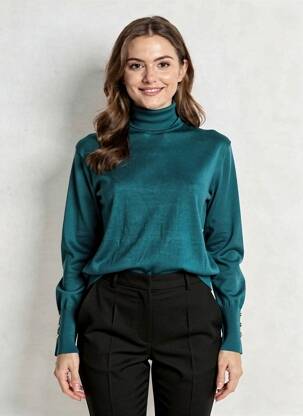 Pull col roulé resserrée sur le bas manches longues bleu SALSA femme