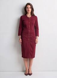 Robe mi-longue manches longues manches longues rouge SALSA femme