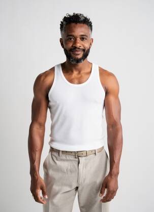 Débardeur coupe droite sans manche blanc EMINENCE homme