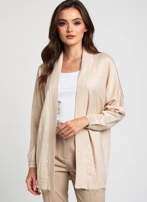 Gilet manches longues col châle beige BISBIGLI femme