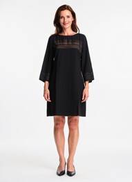 Robe courte manches 3/4 manches 3/4 noir DEVERNOIS femme