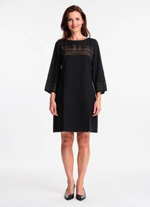 Robe courte manches 3/4 manches 3/4 noir DEVERNOIS femme