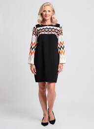 Robe courte fermeture zippée au dos manches longues noir DEVERNOIS femme