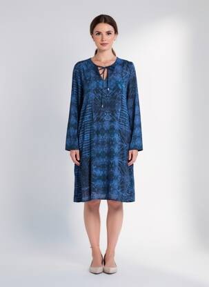 Robe courte manches longues manches longues bleu LA FEE MARABOUTEE femme