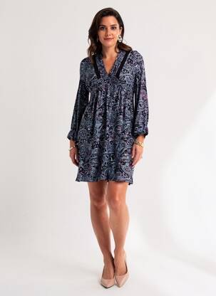 Robe courte manches longues manches longues noir LA FEE MARABOUTEE femme