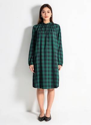 Robe mi-longue manches longues manches longues vert COMPTOIR DES COTONNIERS femme