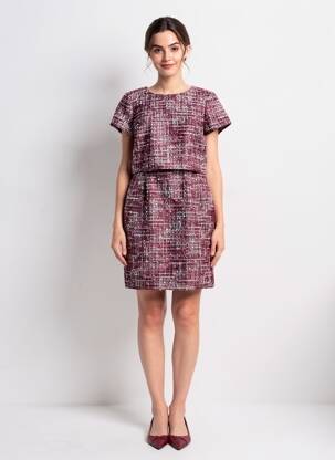 Robe courte fermeture zippée au dos manches courtes rouge BROOKS BROTHERS femme