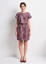 Robe courte fermeture zippée au dos manches courtes rouge BROOKS BROTHERS femme