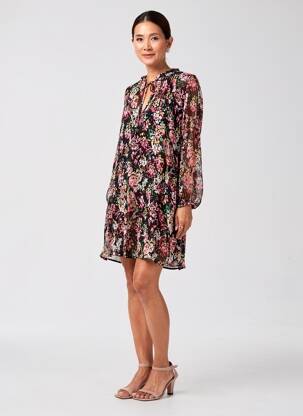 Robe courte manches longues manches longues noir COMPTOIR DES COTONNIERS femme