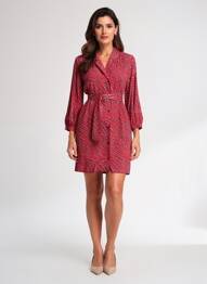 Robe courte manches longues manches longues rouge ONE STEP femme
