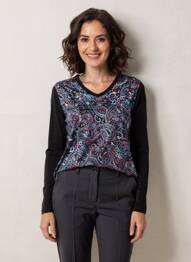 T-shirt manches longues manches longues noir LA FEE MARABOUTEE femme