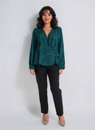 Blouse tissage popeline manches longues vert LA FEE MARABOUTEE femme