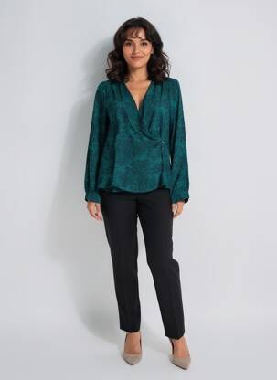 Blouse tissage popeline manches longues vert LA FEE MARABOUTEE femme