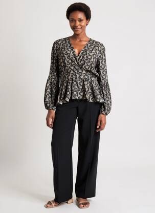 Blouse tissage popeline manches longues noir LA FEE MARABOUTEE femme