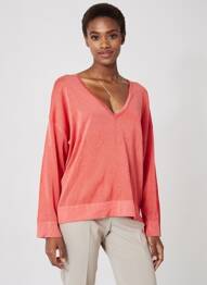 Pull col v manches longues rose LA FEE MARABOUTEE femme