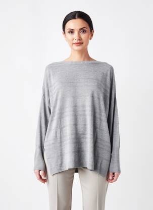 Pull tissage chiné manches longues gris LA FEE MARABOUTEE femme