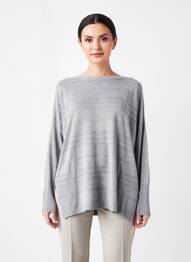 Pull tissage chiné manches longues gris LA FEE MARABOUTEE femme