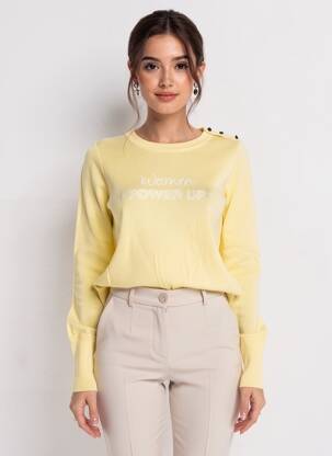Pull stretch manches longues jaune I.CODE (By IKKS) femme