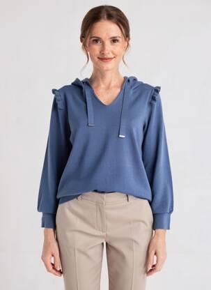 Pull col v manches longues bleu THERMOLACTYL BY DAMART femme