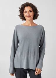 Pull col bateau manches longues gris DEVERNOIS femme