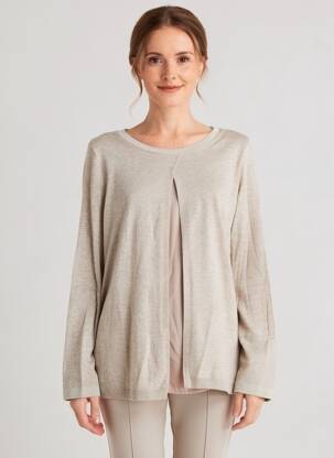 Pull tunique tissage chiné manches longues marron D.SPORT femme