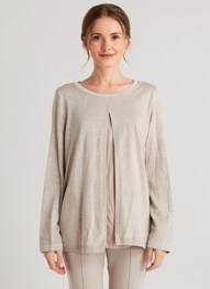 Pull tunique tissage chiné manches longues marron D.SPORT femme