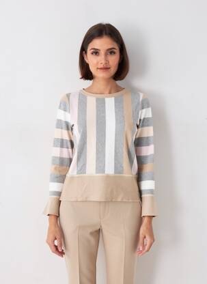 Pull coupe droite manches longues beige MAILLE DE LUXE femme