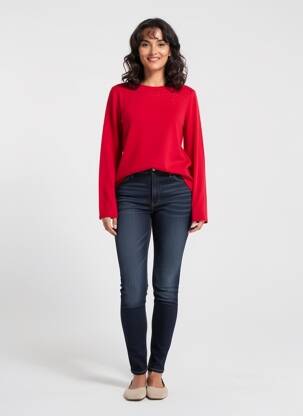 Pull coupe cintrée manches longues rouge THERMOLACTYL BY DAMART femme