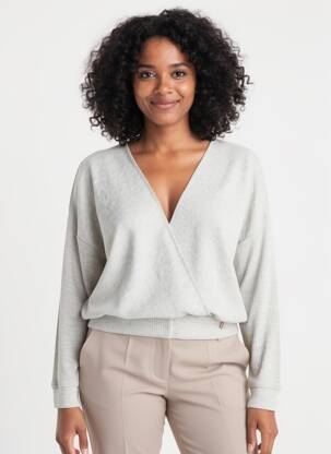 Pull tissage chiné manches longues gris THERMOLACTYL BY DAMART femme