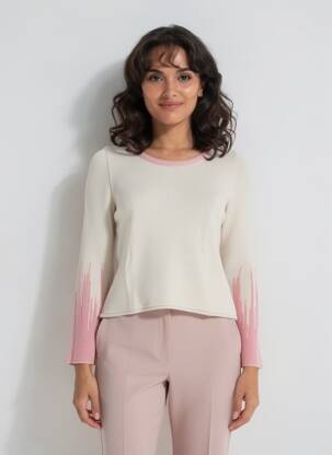 Pull stretch manches longues beige CLAUDIUS femme