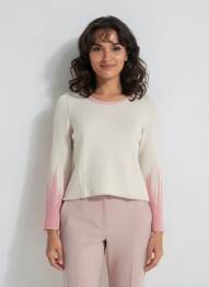 Pull stretch manches longues beige CLAUDIUS femme