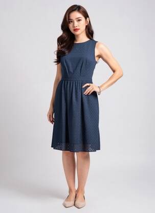 Robe mi-longue sans manche sans manche bleu BROOKS BROTHERS femme