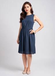 Robe mi-longue sans manche sans manche bleu BROOKS BROTHERS femme