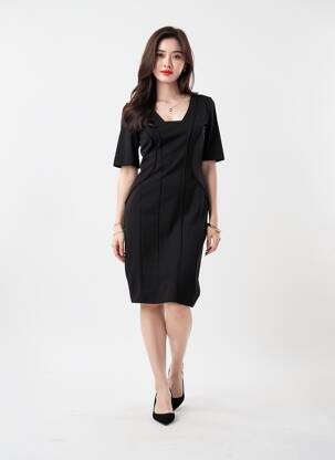 Robe mi-longue manches 3/4 manches 3/4 noir BROOKS BROTHERS femme