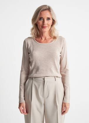 Pull tissage chiné manches longues marron DEVERNOIS femme