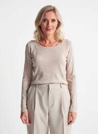 Pull tissage chiné manches longues marron DEVERNOIS femme