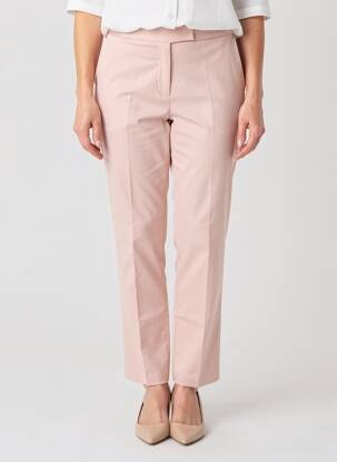 Pantalon chino fermeture zippée sous rabat avec crochet taille normale rose DEVERNOIS femme