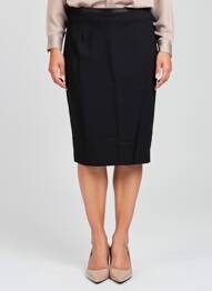 Jupe mi-longue taille à pinces noir DEVERNOIS femme