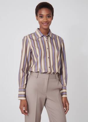 Chemisier coupe droite manches longues violet COTON DOUX femme