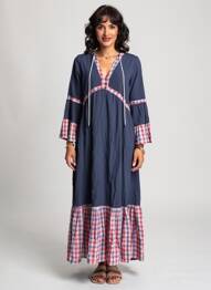 Robe longue coupe évasée manches 3/4 bleu RHUM RAISIN femme