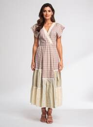 Robe longue manches courtes manches courtes beige RHUM RAISIN femme