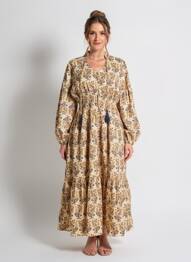 Robe longue manches longues manches longues beige RHUM RAISIN femme