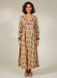 Robe longue manches longues manches longues jaune RHUM RAISIN femme