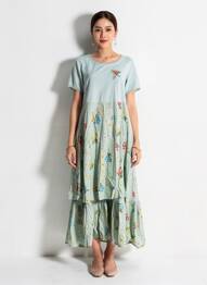 Robe longue manches courtes manches courtes vert RHUM RAISIN femme
