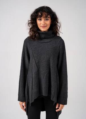 Pull tunique manches longues manches longues noir RHUM RAISIN femme