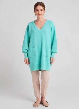 Pull tunique manches longues manches longues bleu RHUM RAISIN femme