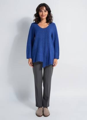 Pull tunique col rond manches longues bleu RHUM RAISIN femme