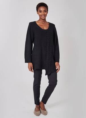 Pull tunique col rond manches longues noir RHUM RAISIN femme