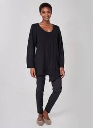 Pull tunique col rond manches longues noir RHUM RAISIN femme