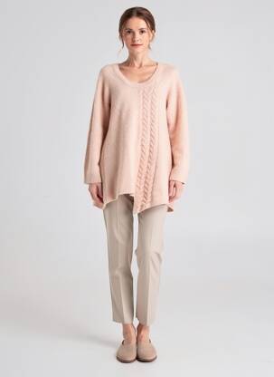 Pull tunique col rond manches longues rose RHUM RAISIN femme
